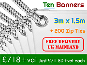 Ten 3m x 1m Banners