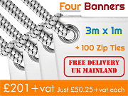 Four 3m x 1m Banners