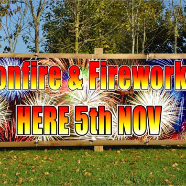 Bonfire Night Fireworks for Sale Here Banner HFE Signs