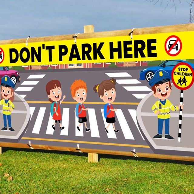 Don't Park Here | Custom Printed School Vinyl Banners from HFE Signs.