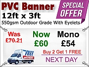 12ft x 3ft PVC Banner Special Offer