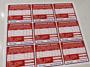 Custom printed fire extinguisher maintenance record labels for servicing and safety inspections