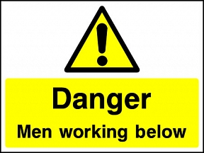 Men Working Below Signs