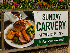 Garden centre Sunday carvery promotional banner