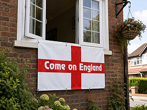Heavy duty England supporter banner advertising 550gsm weather-resistant PVC with eyelets every 50cm