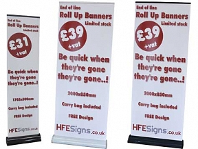 End of line clearance roller banners