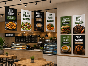 Foamex signs for cafés, food retail and promotional displays Foamex signs for cafés, food retail and promotional displays