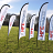 Custom garden centre flags in feather, blade and teardrop styles