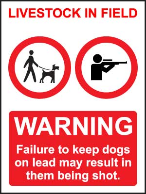Farmers Sign - Failure to keep dogs on lead may result in them being shot.