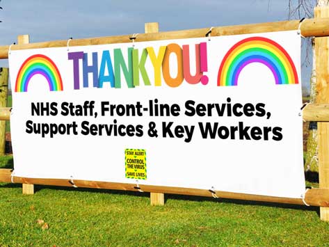 banner sign Hospital KEY WORKERS Thank you NHS PVC VINYL BANNER  5ft x 2ft 